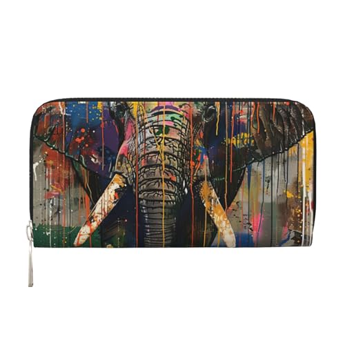 Elephant Print Womens Wallet, Ladies Credit Card Holder, Phone Wallet Purses, Long Clutch Hand Bag