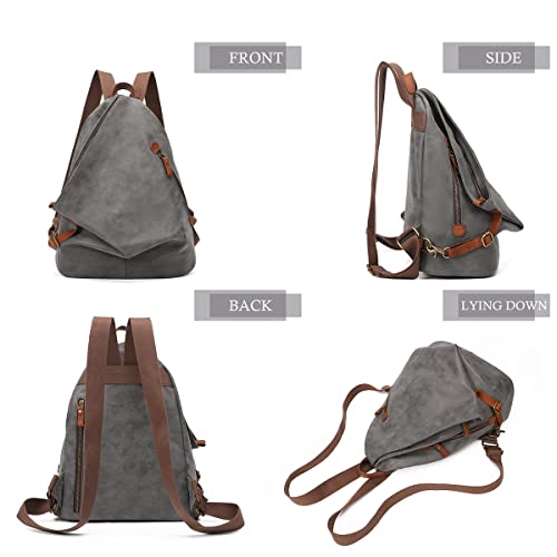 Image of KL928 PU Leather Vintage Backpack - Large Casual Daypack Outdoor Travel Rucksack Hiking Backpacks for Men Women