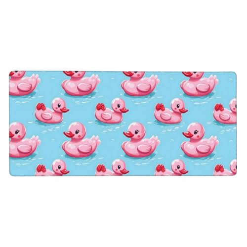 Grand tapis de souris de jeu rose canard avec bords cousus pour bureau PC