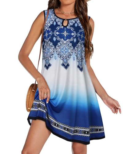 Image of Summer Dresses for Women 2026 Casual Sleeveless Sundress Floral Loose Fit Beach Cover Up with Pocket