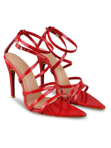 Image of JM LOOKS Fancy Pointed Toe Sandals: Stylish Stiletto Heels with Ankle Strap, Comfortable for Women & Girls