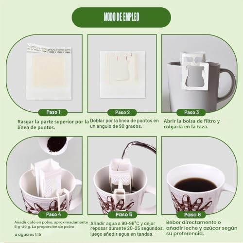 Miniatura 5 de Cargen Filtros De Café De Goteo 50 Unidades - Bolsas De Filtro Orgánicas Desechables Y Portátiles Con Soporte Colgante Para Taza, Ideales Para Viajes, Camping Y Oficina
