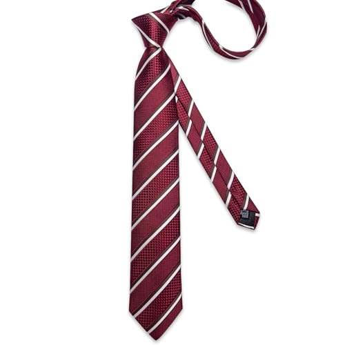 Image of DiBanGu Mens Tie Silk Plaid Striped Necktie and Pocket Square Cufflinks Tie Clip Set with Gift Box Formal Wedding Party