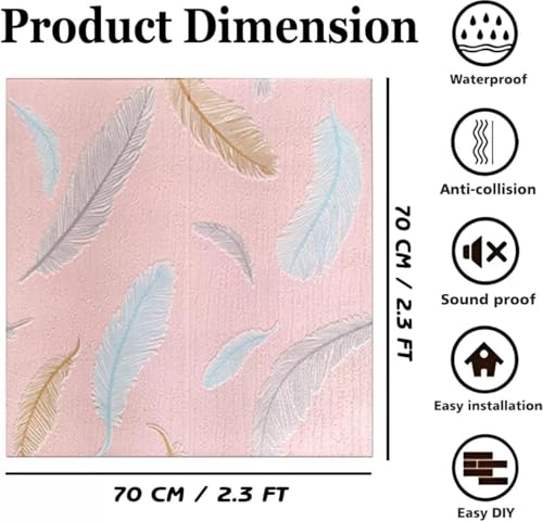 Image of 3D Brick Wallpaper for Wall | Self Adhesive PE Foam DIY Panel | Peel & Stick Decor for Home, Living, Bedroom & Office (70 x 77 cm, Appx 5.8 Sq Ft) (1, MP Pink-01)