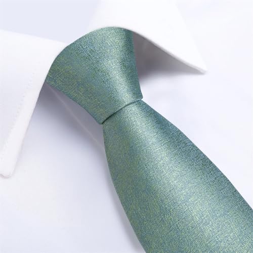 Corbata de poliéster seda negra para hombre con pañuelo y gemelos miniatura 3