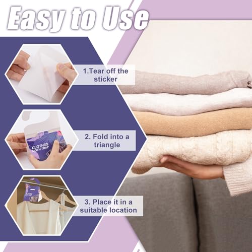 Clothing Moth Traps 8 Packs, Clothes Pantry Moth Trap with Pheromone Attractant for Carpets, Fabrics, Webbing & Case-Bearing, Effective Sticky Traps for House, Bug Repellent Indoor