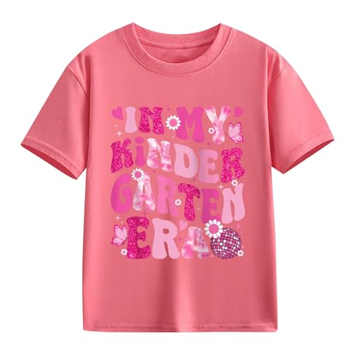 Girls 2D Letter Print Short Sleeved Back to School Shirt First Day Tees Casual Loose Crewneck T Shirts Cotton Soft Tops2