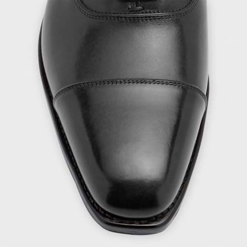 FSJ Men's Oxfords Formal Dress Shoes Square Cap Toe Lace-Up Soft Leather Comfortable Business Derby Shoes Size 4-16 US4