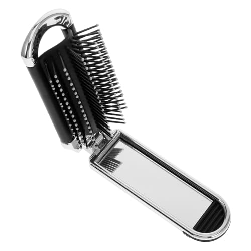 SOESFOUFU 折りたたみ式ポータブルヘアコーム 鏡付き軽量気?ブラシ 旅行用コンパクトヘアブラシ レディース用携帯便利毛絡み解消マッサージ