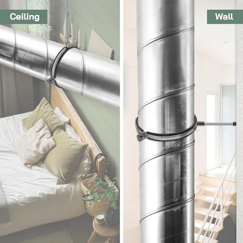 Vent Systems Ø125mm 2 Stücke Rohrschelle für alle Arten der Belüftung, runde gerade Kanäle an Wand oder Decke anschließen. mit Gummi zur Geräuschunterdrückung