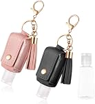 Hand Sanitizer Keychain 2 Pack 30ml Portable Hand Sanitizer Case Refillable Toiletry Bottle, Black, Pink