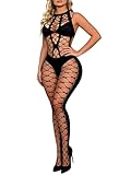 Buitifo Femmes Bas de Lingerie Bodystocking Fishnet Bodys Sexy Nuisettes (Noir T06FB,Taille unique)