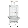 Prevue Pet Products Wrought Iron Select Bird Cage – Large Steel Cage with Rolling Stand, Seed Guards, and Playtop, Durable Design, Ideal for Conures and Medium Birds – Chalk White