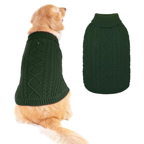 Image of BINGPET Dog Sweater for Large Dogs, Turtleneck Knitted Clothes