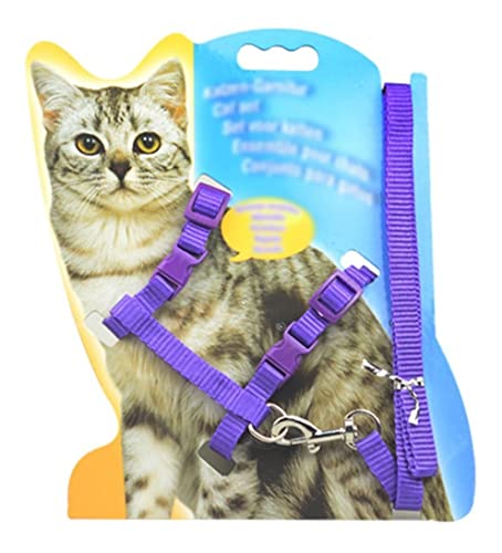 Coleira Peitoral Gato Pet Guia Com Regulagem Confortável (Único, Roxo)