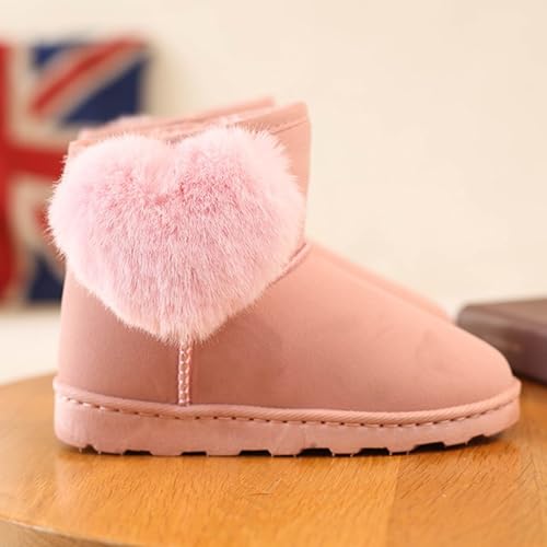 WUIWUIYU Girls' Snow Boots Warm Fur Lined Winter Short Ankle Booties2