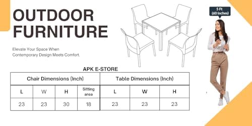 Image of Lotey Outdoor D-12 Chairs Table Set 4+1 Wicker Patio Furniture Sets 4 Chair and 1 Table with Cushions for Garden Balcony Bedroom Powder Coated Frame Uv Protected Wicker (Black + Cream Cushion)