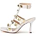 Leodun Femmes Sandale Bout Ouvert Bride Cheville Talons À Boucle Fête Chaussures Talons Hauts Stiletto pour Soirée Parties Mariage,Blanc,37
