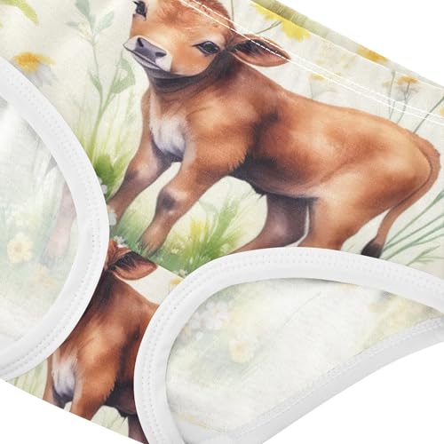 Cute Cow Yellow White Wildflowers Girls Underwear Toddler 2t Cotton Cute Panties Girl Aesthetic Briefs Undies Kids4