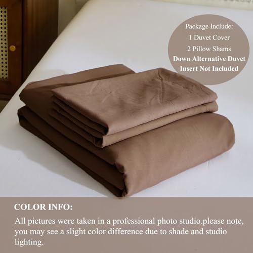 Vclife VCDSSH-Q Full Washed Microfiber Duvet Cover Simple Style Chocolate Brown Bedding Sets Comforter Cover For Woman Man Adult thumb #2