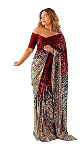 Image of Florely Women's Georgette Sequence Saree For Women sarees for women with Embroidered Border Sarees Bollywood Sari Designer Saree sequins saree Daily Wear saree Summer saree for festival Wedding