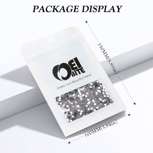 Image of Black Flatback Rhinestones, Glass Rhinestones for Nail Art and Craft, Glue Fix, Loose Crystal Gemstones(Black, SS8, 2880pcs, 2.3-2.5mm)