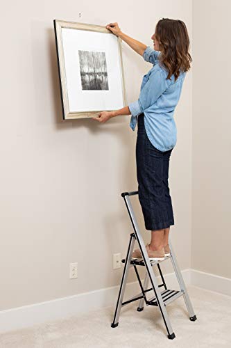 image for BirdRock Home 2-Step Slim Aluminum Step Ladder - Sturdy Thin Folding S