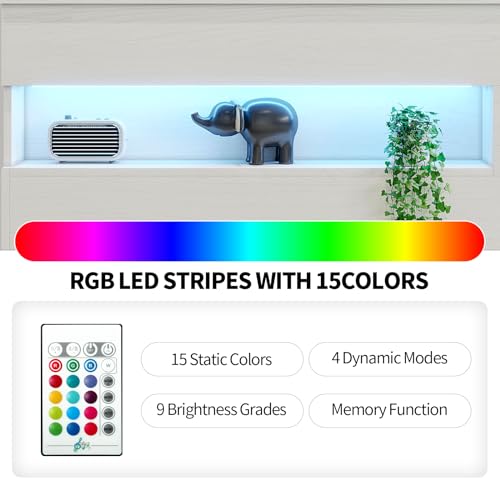 VOWNER Reception Desk with LED Lights and Power Outlets, Retail Counter Reception Counter Table with Drawers, for Salon Lobby Checkout Office, White (47.2" W x 18.7" D x 39.4" H)