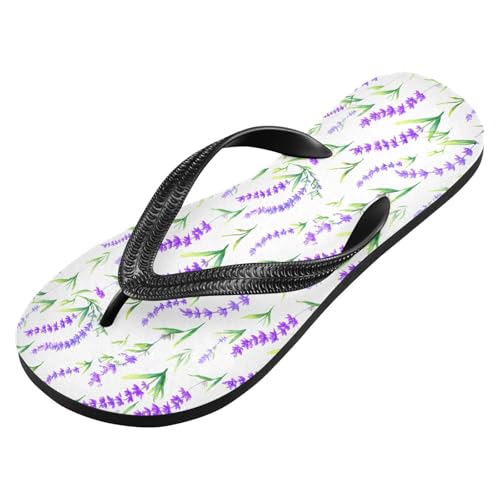 Sinestour Lavende Leaves White Flip Flops for Beach Thong Sandals Anti-slip Lightweight Flat Slippers for House Indoor Outdoor2