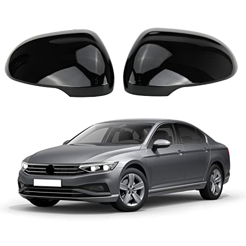 Capuchons de Rétroviseur de Voiture 1 Paire - Caches de Rétroviseurs de Voiture Compatible avec VW Passat B8 2016-2019 (noir)