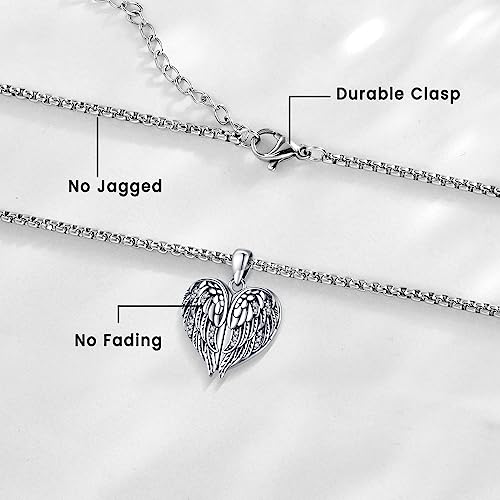 Angel Wings Necklace 925 Sterling Silver Guardian Angel Nurse RN Caduceus Pendant Charm Crystal Angel Jewelry Gifts for Women3