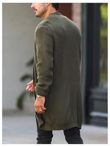Verdusa Men's Long Sleeve Loose Cardigans Open Front Knitted Sweater Outwear2