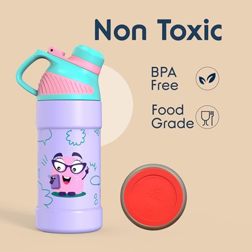 Image of Rabitat Mizu Vacuum Insulated Water Bottle Chatter Box 410 ml | 2 Years Brand Warranty | Water Bottle for School Kids | Thermos Flask | Upto 18 hrs Hot and Cold Steel Water Bottle | ISI Certified