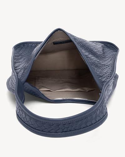 Image of NEWBELLA Hobo Purse, PU Leather Shoulder Bag, Tote Handbag for Work and Travel (Woven Navy Blue)