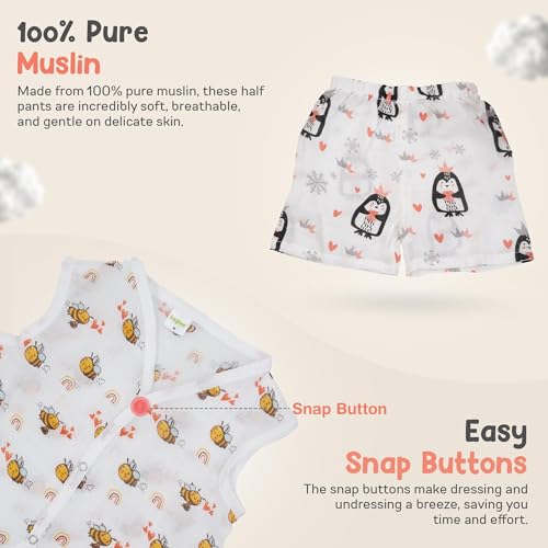 Image of BAYBEE 100% Organic Cotton Muslin Knot Jablas for Baby | Summer Wear Sleeveless Vest Jabala |