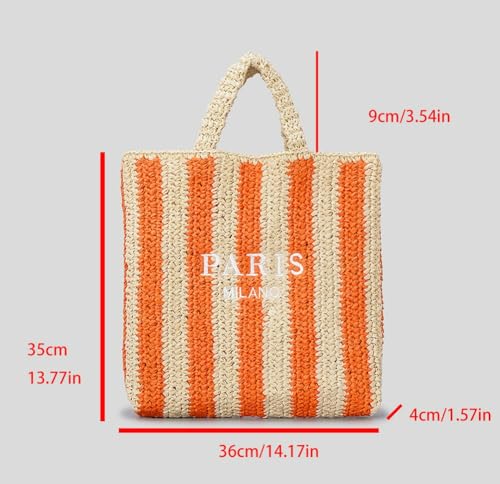 Bolso Tote de Paja para Mujer Verano Color Brillante miniatura 3