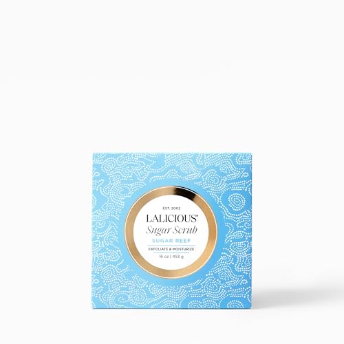Image of LALICIOUS Sugar Reef Exfoliating & Moisturizing Body Scrub | Sugar & Coconut Oil | Pre-Shave Scrub for Ingrown Hairs & Razor Bumps | Gently Buffs & Smooths Sensitive Skin | No Parabens | Large 16oz