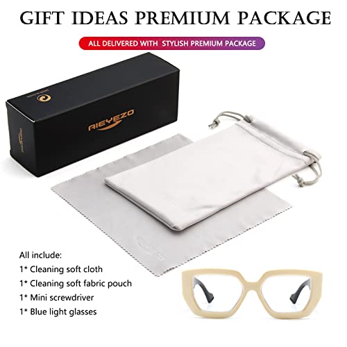 Image of AIEYEZO Thick Frame Blue Light Glasses Men Women, Fashion Square Computer Eyeglass Anti Eyestrain & Prevent Headache
