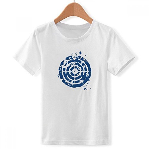 T-Shirt Blanc Garçon Cible Ronde Bleue Coupe Ample XXXL Ras du Cou