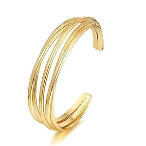 Gold Cuff Bracelets For Women Line Bangle Open Cuff Bracelet Fashion Wrist Adjustable Bracelet