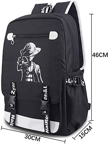 Roffatide Anime One Piece Luminous Backpack Oxford Black Large Capacity School Bag Laptop Back Pack #TOP2