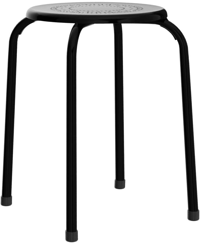 Casart Round Steel Stool Set of 6 Stackable 17.5-Inch Backless Nesting Stool with Metal Frame, X-Shape Connection & Non-Slip Feet Plastic Stool for Home, Office, Classroom Flexible Seating(Black)