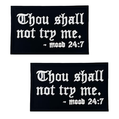 2 parches tácticos bordados de con texto en inglés Thou Shall Not Try Me para abrigo, motociclista, mochila, chaleco, brazalete, chaqueta, pantalones, sombreros, uniformes, bolsa, ropa