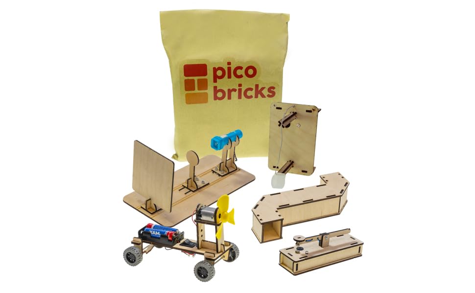 Voiture à vent et alarme sismique : kit de bricolage 5 en 1 de physique STEM