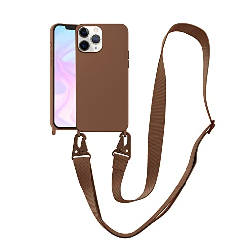 Image of Compatible with iPhone 11 Pro Max Case with Lanyard Crossbody iPhone Case with Strap Adjustable Shockproof Drop Protection Silicone Phone Cover for iPhone 11 Pro Max 6.5'' Brown