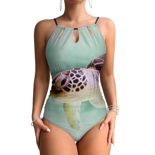 Monokini tortue brune pour gommer les rondeurs : maillots de bain une pièce contrôle ventre