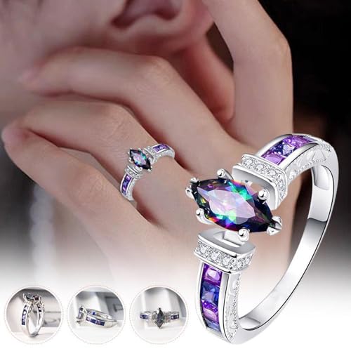 Magtherapy Quartz Slimming Ring, Moissanite Torina Crystal-Quartz Ionix Ring Heathcryt Lymph Drainage Therapy Rings Multicolor Marquise Cut Cubic Zirconia Inlaid Finger Ring Jewelry for Women Men4
