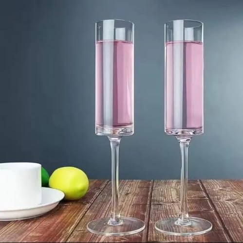 Image of Champagne Glasses with Long Stem Lead-Free Sparkling Wine Stemware 190 ml Dishwasher Safe for Home Bar Unique Gift for Birthday, Wedding, Anniversary of 6 (faluda Glass $$)