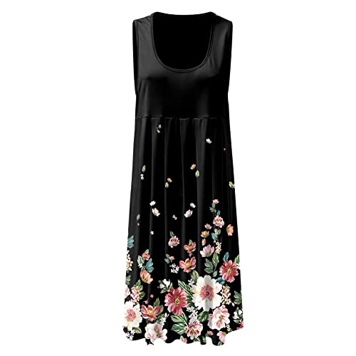Vestidos pequenos para mulheres verão sem mangas casual estampado vestido de verão elegante vestido