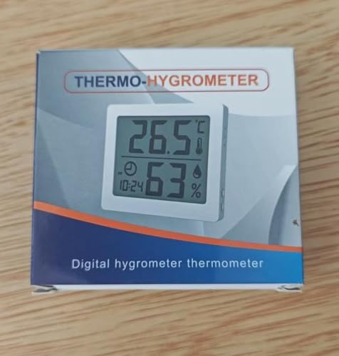 Digitales Thermo-Hygrometer Innen Thermometer Hygrometer Temeo Hygro Indicator 3,1” großer LCD-Bildschirm Temperatur und Luftfeuchtigkeitmessgerät mit Uhr (weiß)
